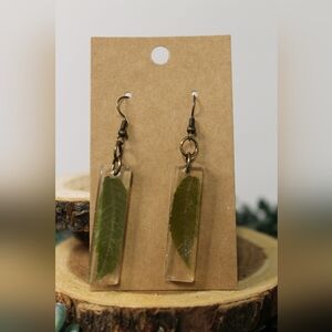 Handmade Real Leaf Resin Gold Earrings -Hypoallergenic